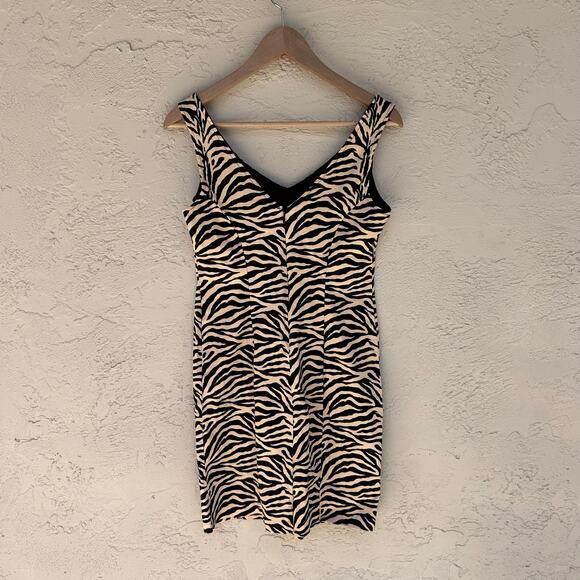 Vintage Robbie Bee Zebra Print Mini Dress Made In USA Size 6 - Picture 2 of 5
